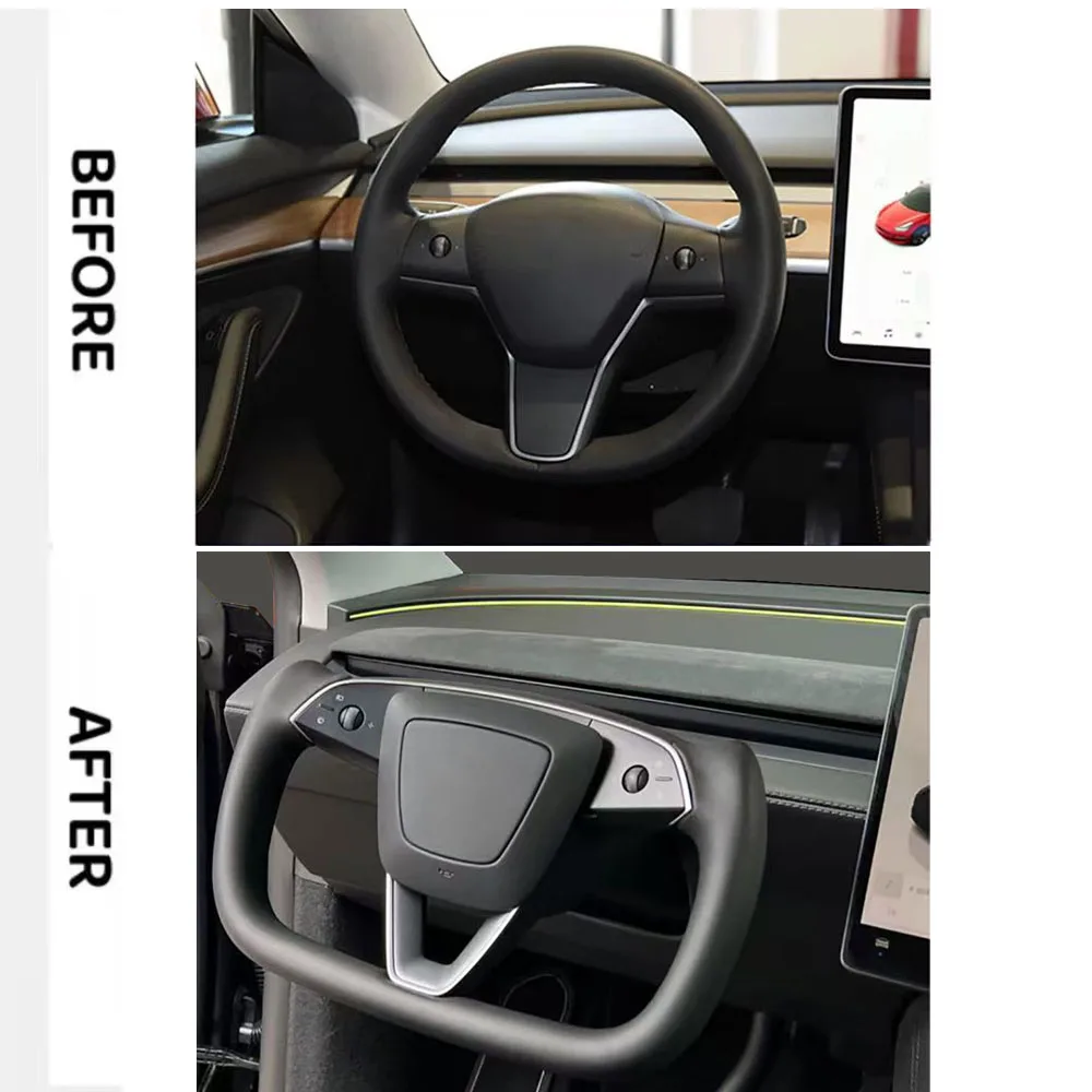 نابا الجلود ساخنة عجلة القيادة مقبض ل تسلا نموذج Y Juniper 2025 + شخصية سباق مخصص عجلة القيادة الملحقات