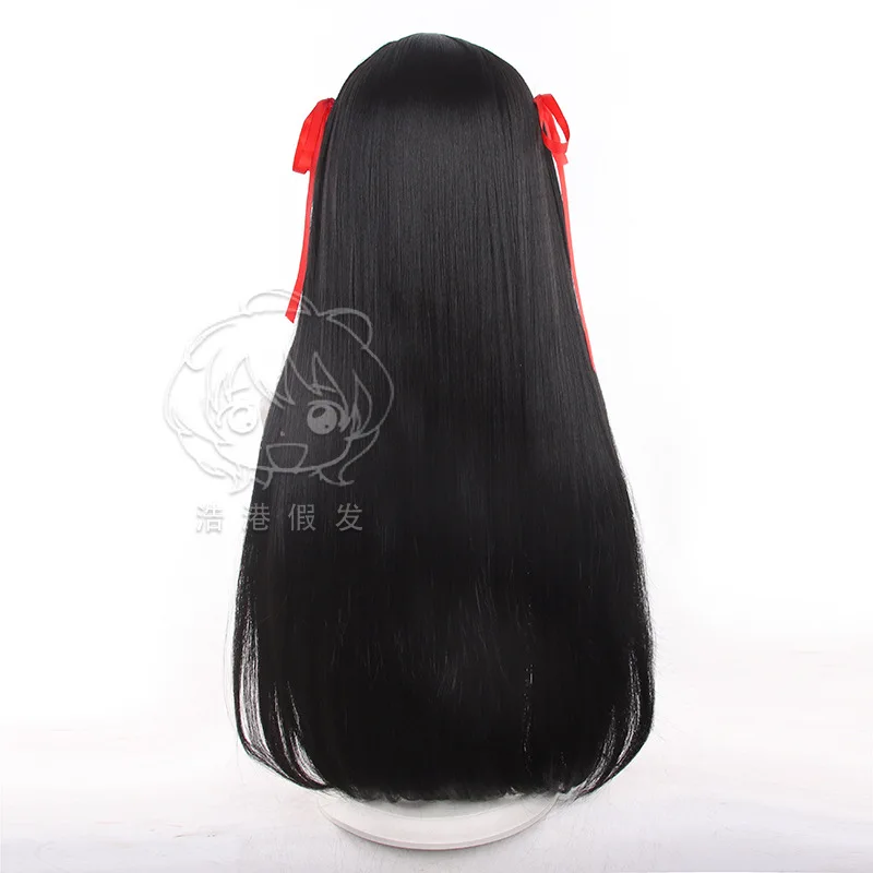 Anime CHISA Cosplay Perücken mit Roten Band 80 cm Lange Spiel Wuthering Waves Cosplay Hitzebeständige Synthetische Haar Frauen + perücke Kappe