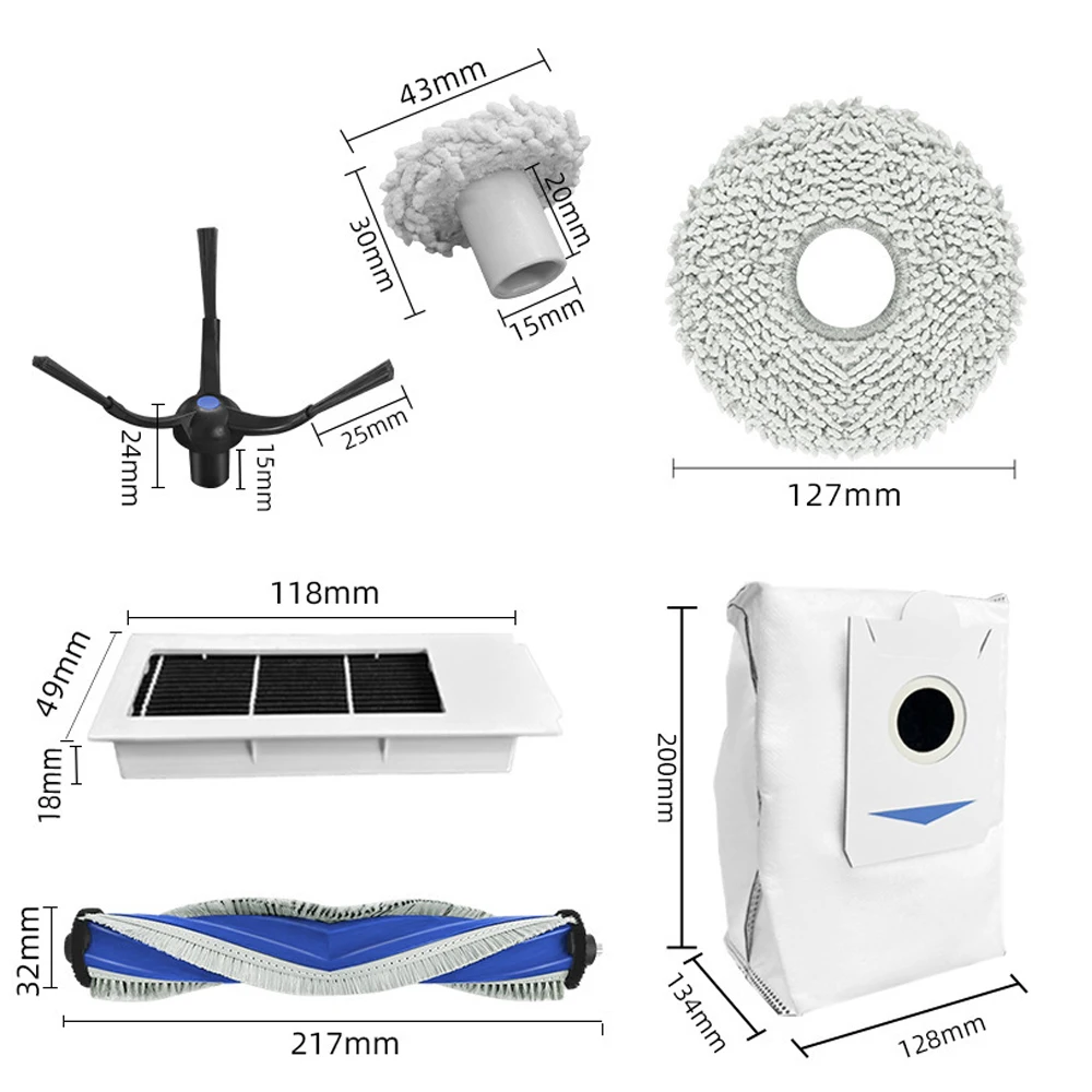 قطع غيار مكنسة كهربائية روبوت ، فرشاة جانبية رئيسية ، فلتر Hepa ، قماش ممسحة ، كيس غبار ، إكسسوارات ، متوافقة مع Ecovacs Deebot X2S