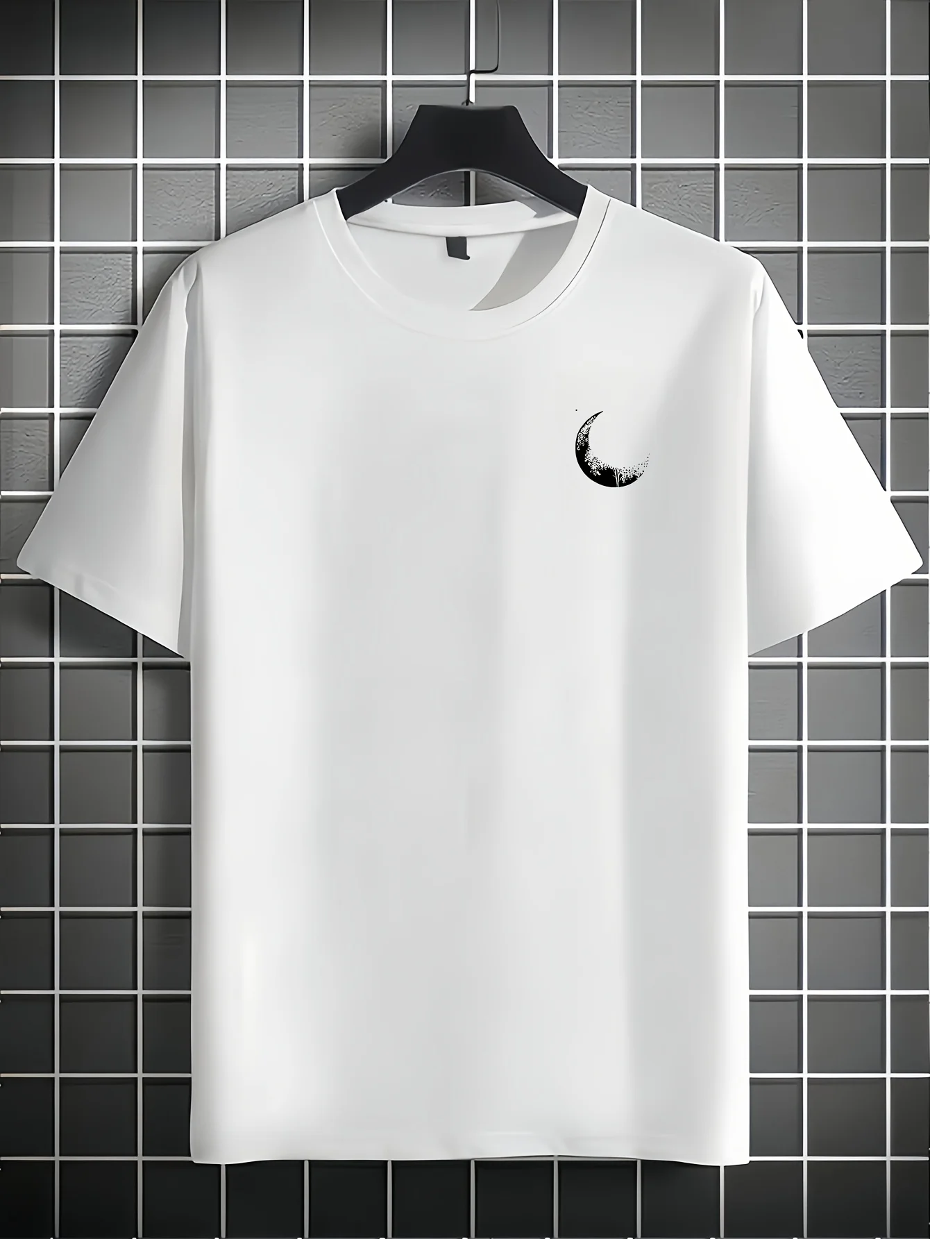 Trendiges Sommer-Essential: Schwarzes T-Shirt mit Astronauten-Mondkletter-Grafik aus 100% Baumwolle für Herren-Freizeitkleidung – Detail 5