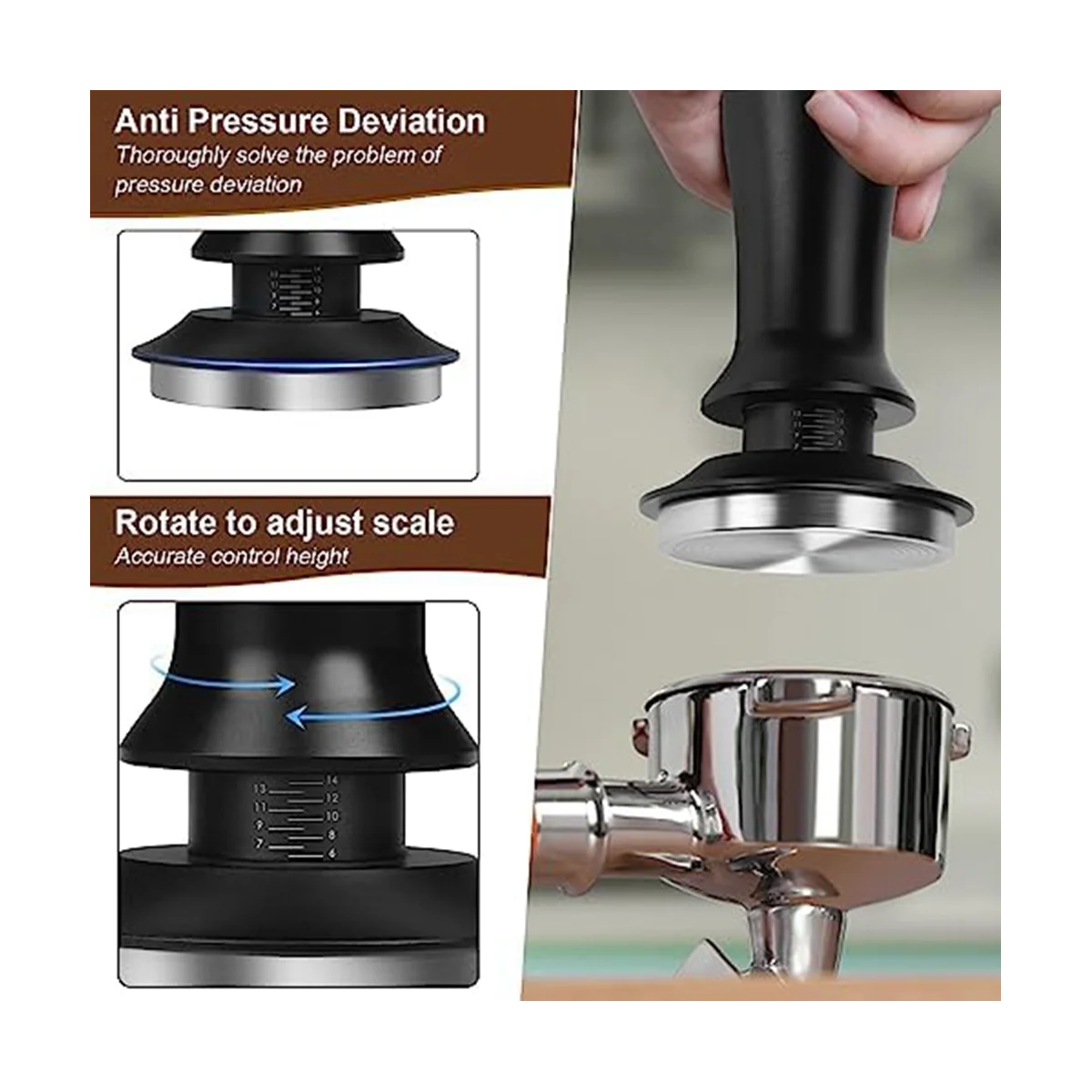 A14G-مكبس قهوة اسبريسو 53 ملم، مجموعة مكبس اسبريسو ذات ضغط ثابت محملة بنابض، لمحبي قهوة باريستا