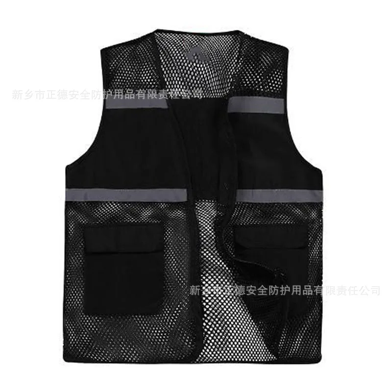 Gilet estivo da volontario gilet riflettente gilet con grande tasca con scollo a v in rete per la stampa