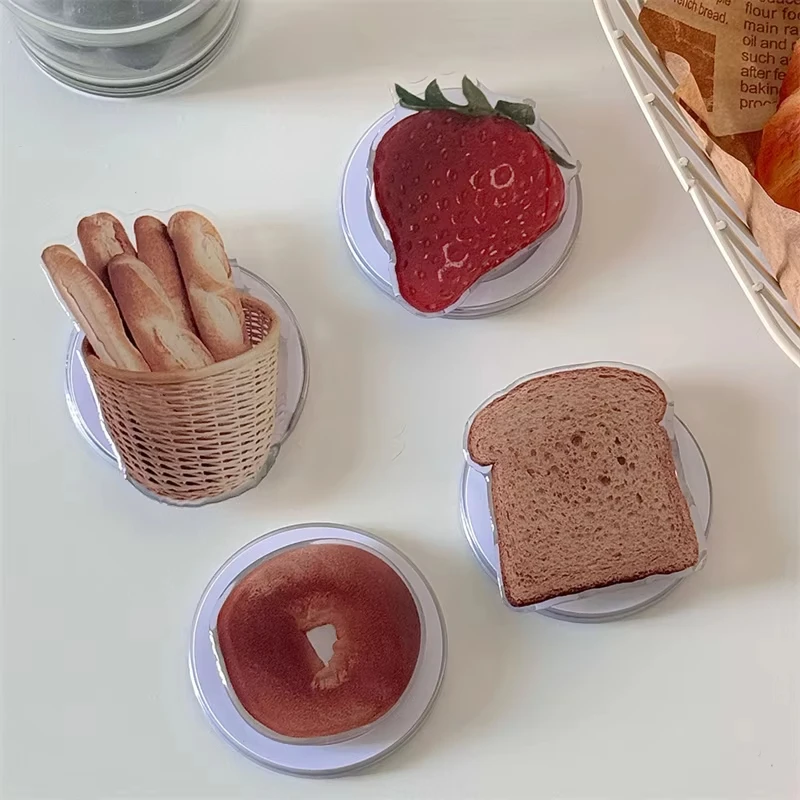 

Корейский милый хлеб клубника для Magsafe, магнитная подставка для телефона Griptok Grip Tok для iPhone 15, 14, держатель для беспроводной зарядки, кронштейн