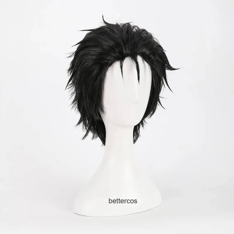 

ff34Steins Gate 0 Okabe Rintarou Cosplay Wigs Short Black Heat Resistant Synthetic Hair + Wig Cap