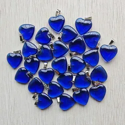 Fashion glass royal blue heart shape pendants diy jewelry making Accessories free shipping Wholesale 50pcs/lot free shipping