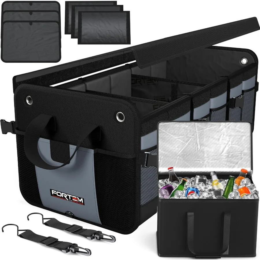 

Органайзер для багажника внедорожника с кулером, автомобильный органайзер, складная сумка для хранения с несколькими отделениями для автомобильных аксессуаров для женщин и мужчин 1680D