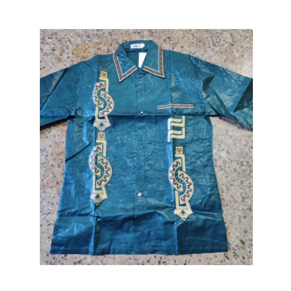 

H&D African Mens Clothing Traditional Ankara Dashiki Men Shirt Embroidery Shirt Fashion Print Bazin Green 2024