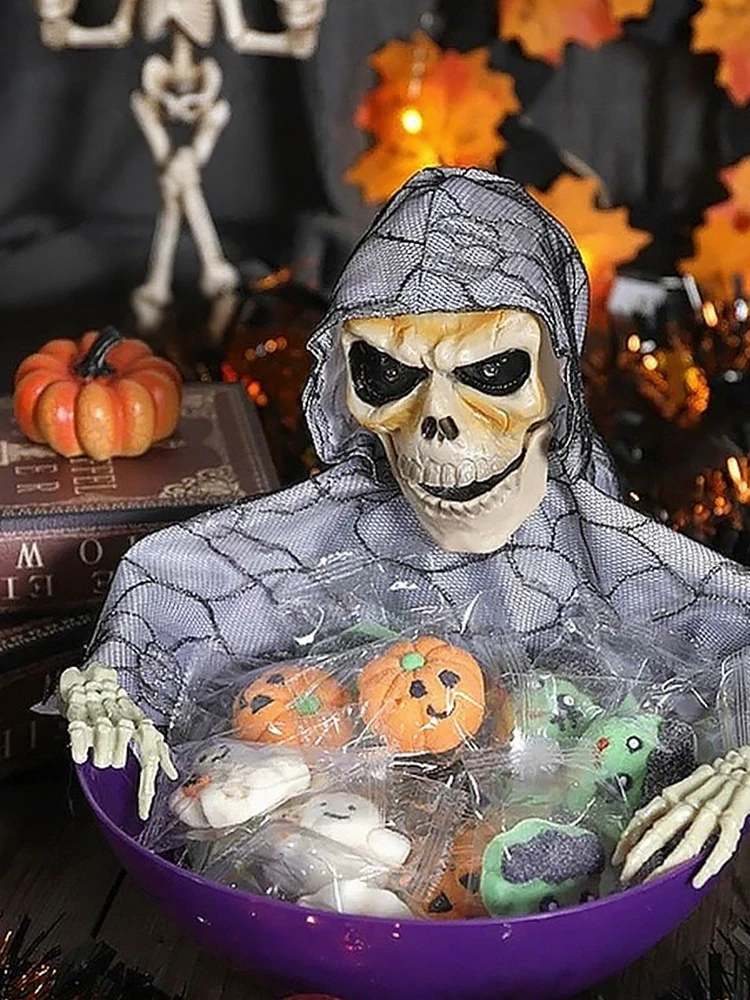 할로윈 캔디 그릇, 움직이는 할로윈 캔디 그릇, 눈이 빛나고 소리가 나는 유령 과일 그릇