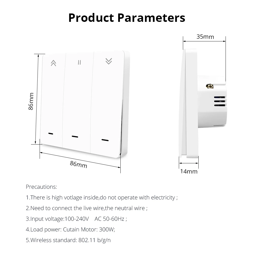 Yagusmart Tuya Smart Life Zigbee Smart Curtain Switch for Roller Shade Motor Push Switch Alexa Echo Google Home Timer Control