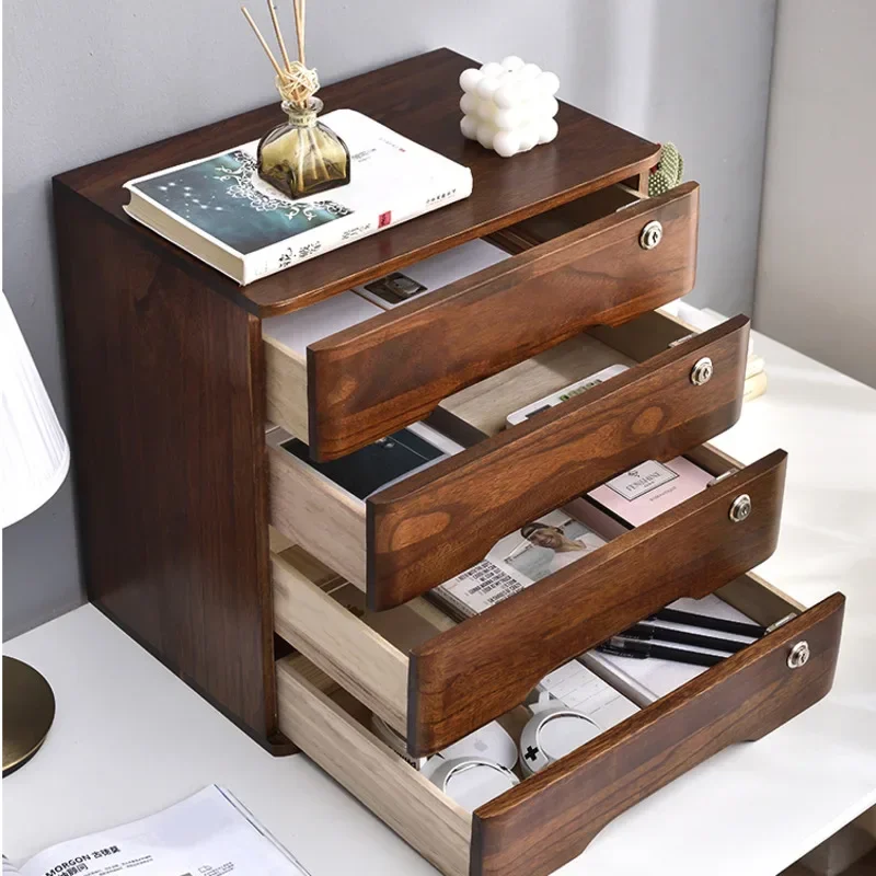 Lockable Solid Wood Desktop Storage Box Desk Organizer for Office Debris and Documents Secure Document Keeper Private Storage