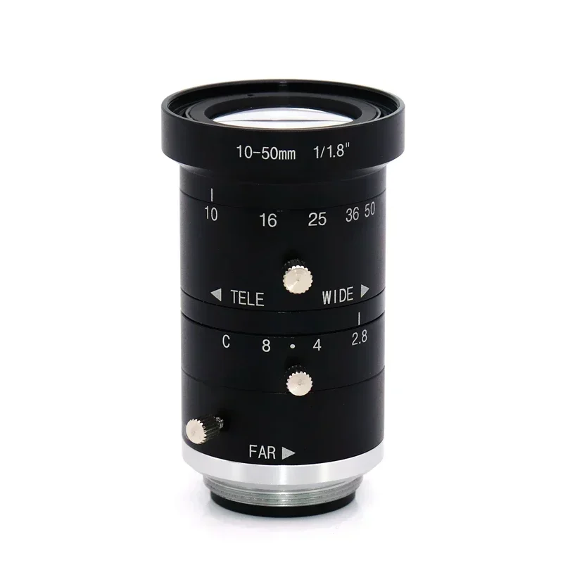 10-50mm Industrial Zoom Lens Low Distortion 8MP Machine Vision Camera Lens for Manufacturing Quality Control