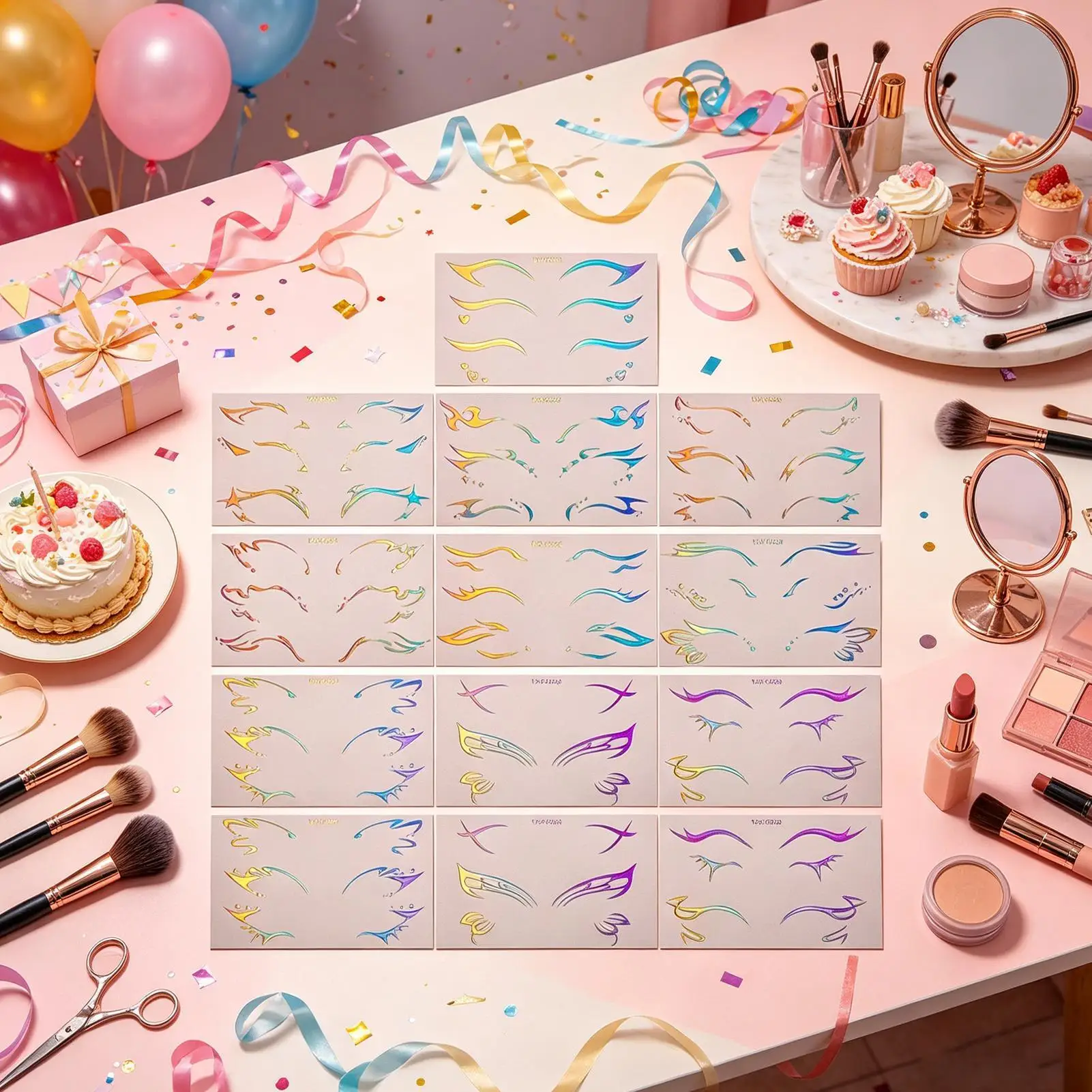Eye Makeup Stickers 10 Pieces Waterproof Eye Decals Adhesive Face Stickers for Women Girls Ladies Wives Artists Home Salon Party