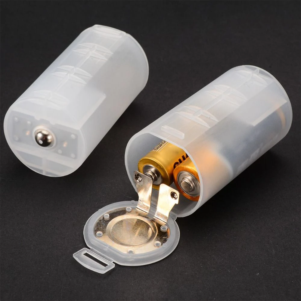 Plastic Battery Converter Frosted Clear Transfer From 5th To 1st Battery Conversion Cylinder AA Battery To D Battery