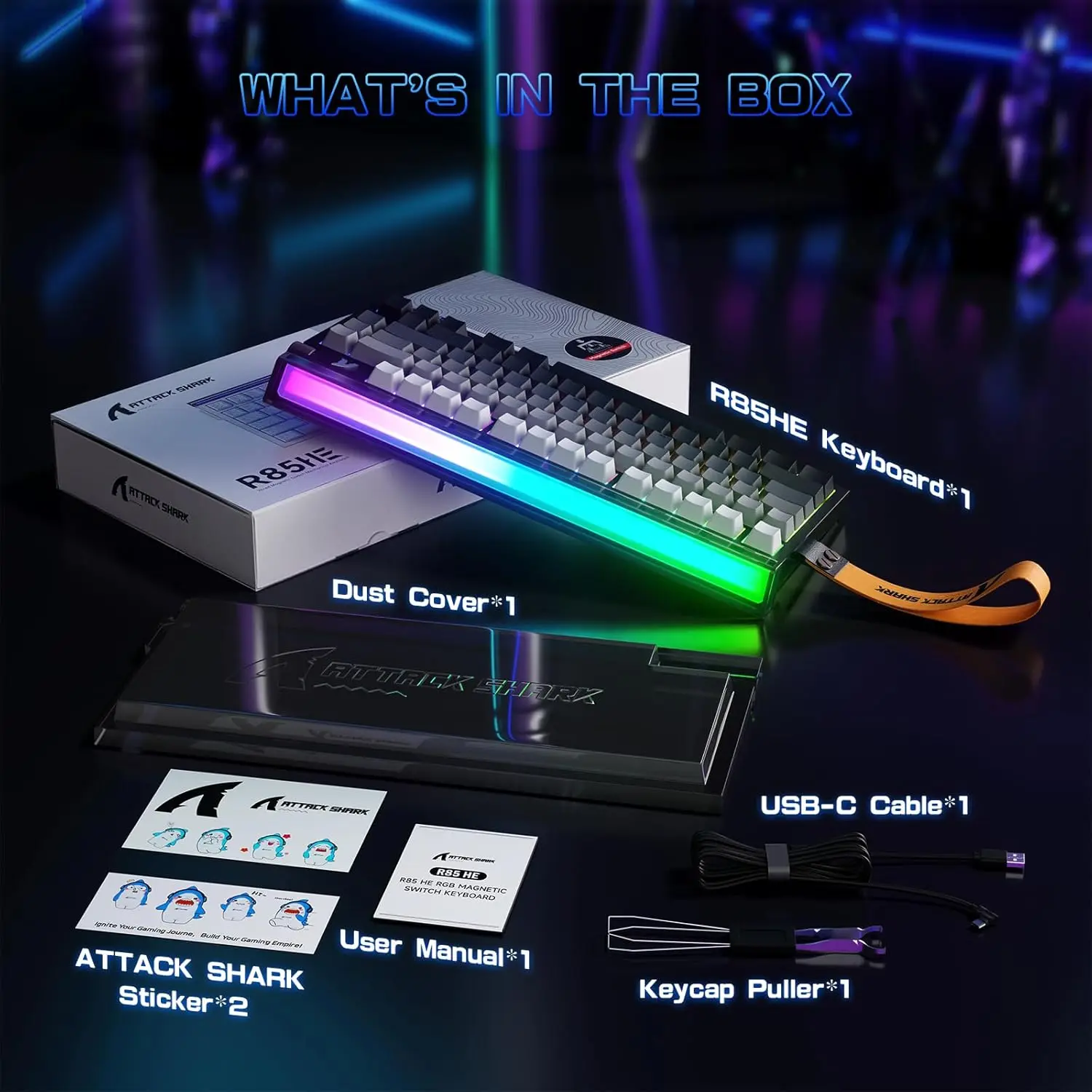 ATTACK SHARK R85 HE 75% Magnetic Wired Gaming Keyboard,8KHz Polling Rate Rapid Trigger,0.005mm RT Precision