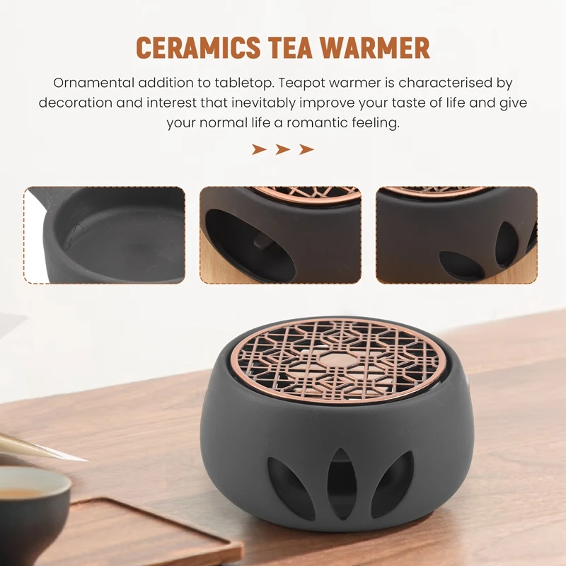 Ceramic Teapot Warmer Holder Base Tea Warmer Insulation Base Tea Coffee Water Warmer Hollow Candle Heating Base Holder