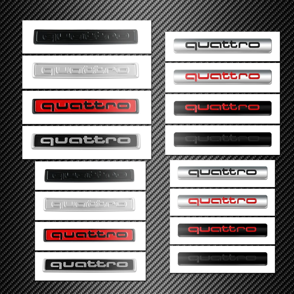 3D Metal Chrome Black Logo Quattro Emblem Decal Car Body Trunk Stickers For AUDI Quattro RS Sline A1 A2 A3 A4 A5 A6 A7 Q1 Q4 Q5 