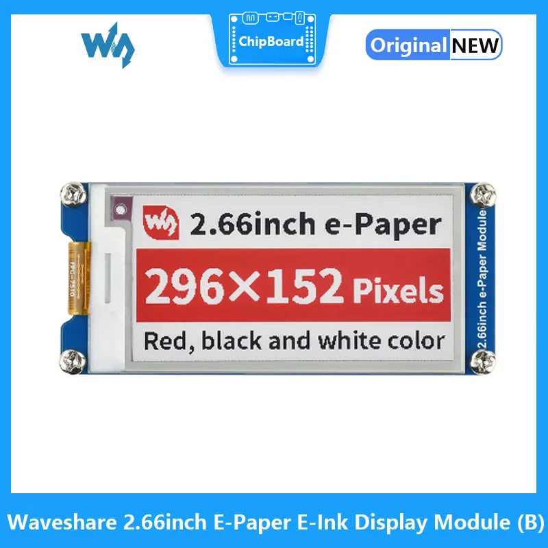 

Waveshare 2.66inch E-Paper E-Ink Display Module (B), 296×152 Pixels, Red / Black / White Three-Color, SPI Interface