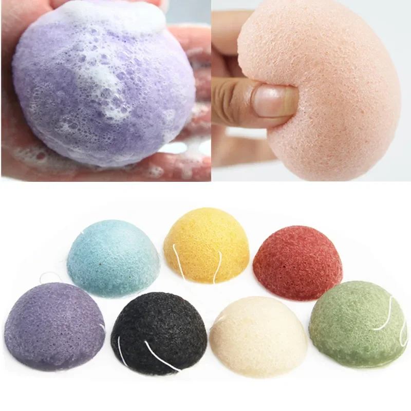 Heallor 4pcs/lot Natural Konjac Konnyaku Puff Face Wash Cleaning Sponge Esponja Maquiagem Exfoliator Cleanse Konjac Sponge Makeu