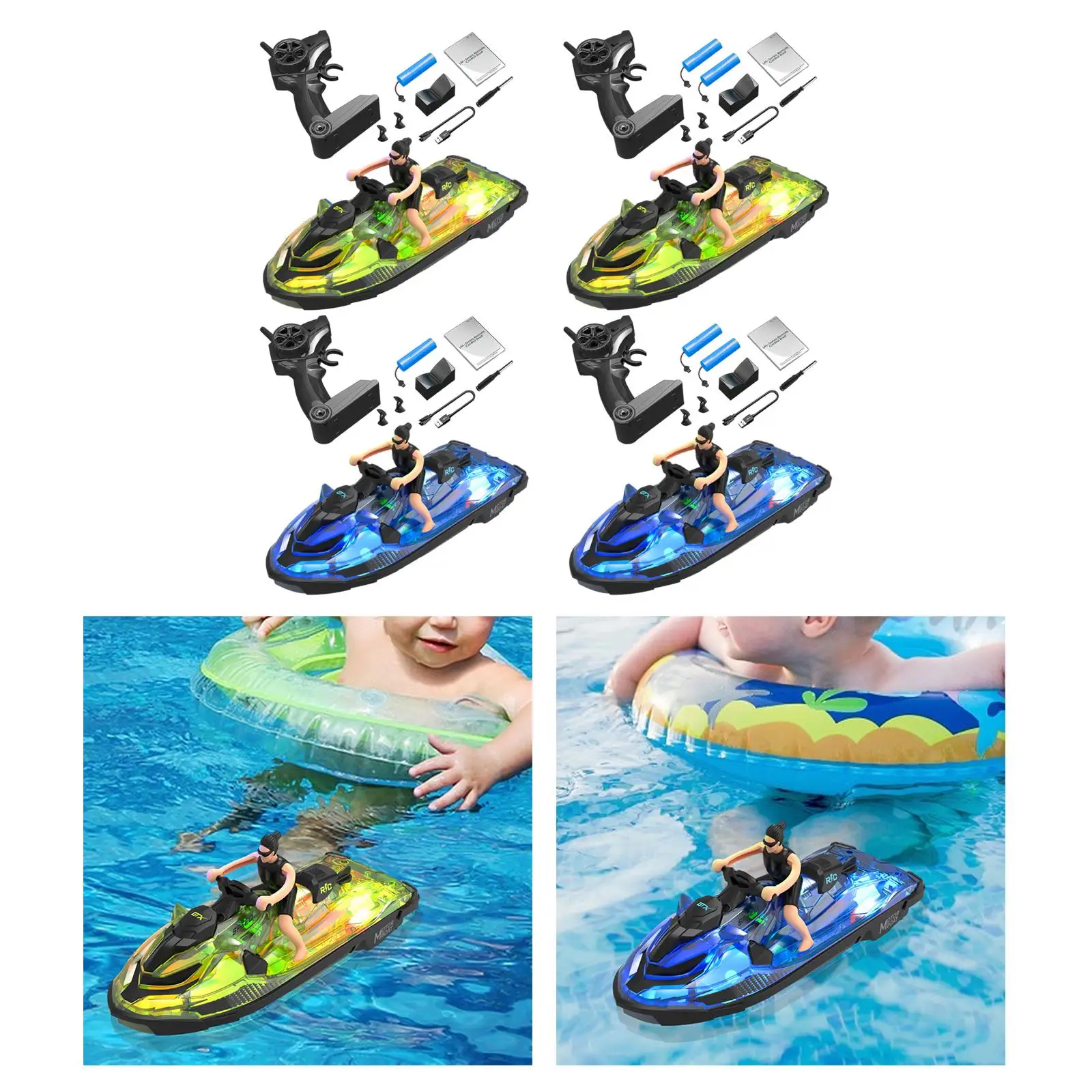 RC Boat Flexible with Light Swimming Pool Motorboat for Girls Boys Kids