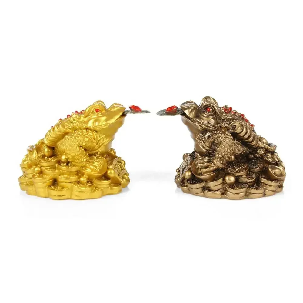 2023 Chinese Fengshui Ornament  Lucky 3-Leg Frog Wealth Toad Animal Figurine Statue for Home House Office Desk Table Decoration