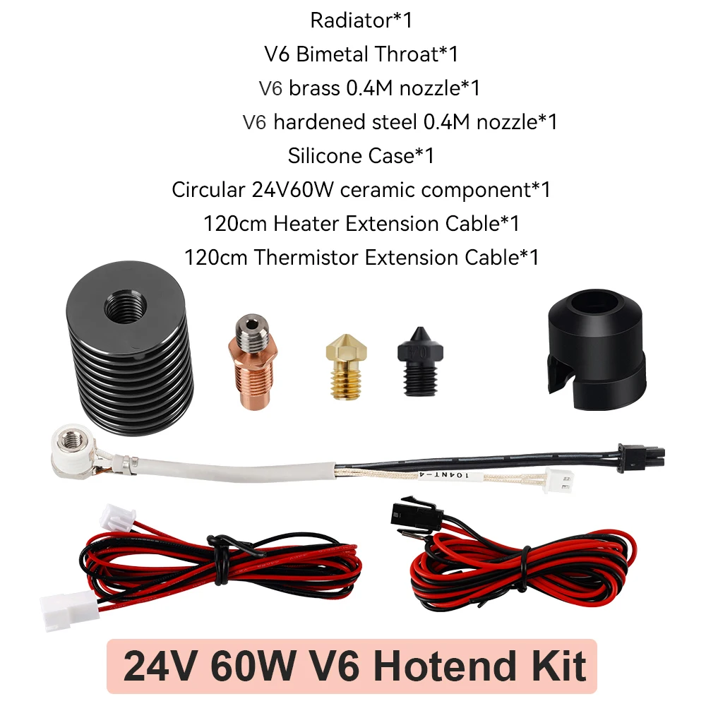 For Voron 0.1/0.2/2.4 Hot End E3D V6 Hotend V6 Bimetal Throat Ceramic Heating Core Print Head 3D Printer Parts