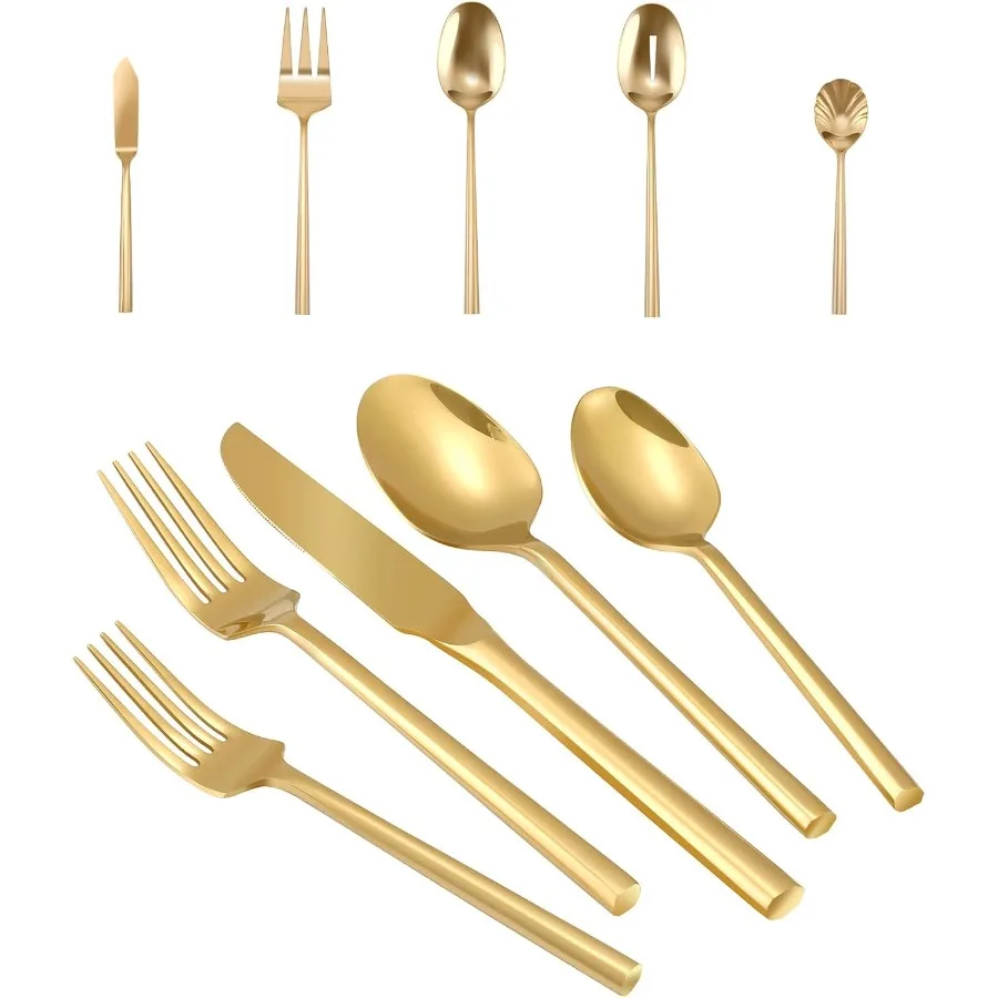 

Набор столовых приборов из золота, 65 предметов, с сервировочной посудой, набор столовых приборов из нержавеющей стали, толстый зеркальный полированный набор столовых приборов для свадьбы
