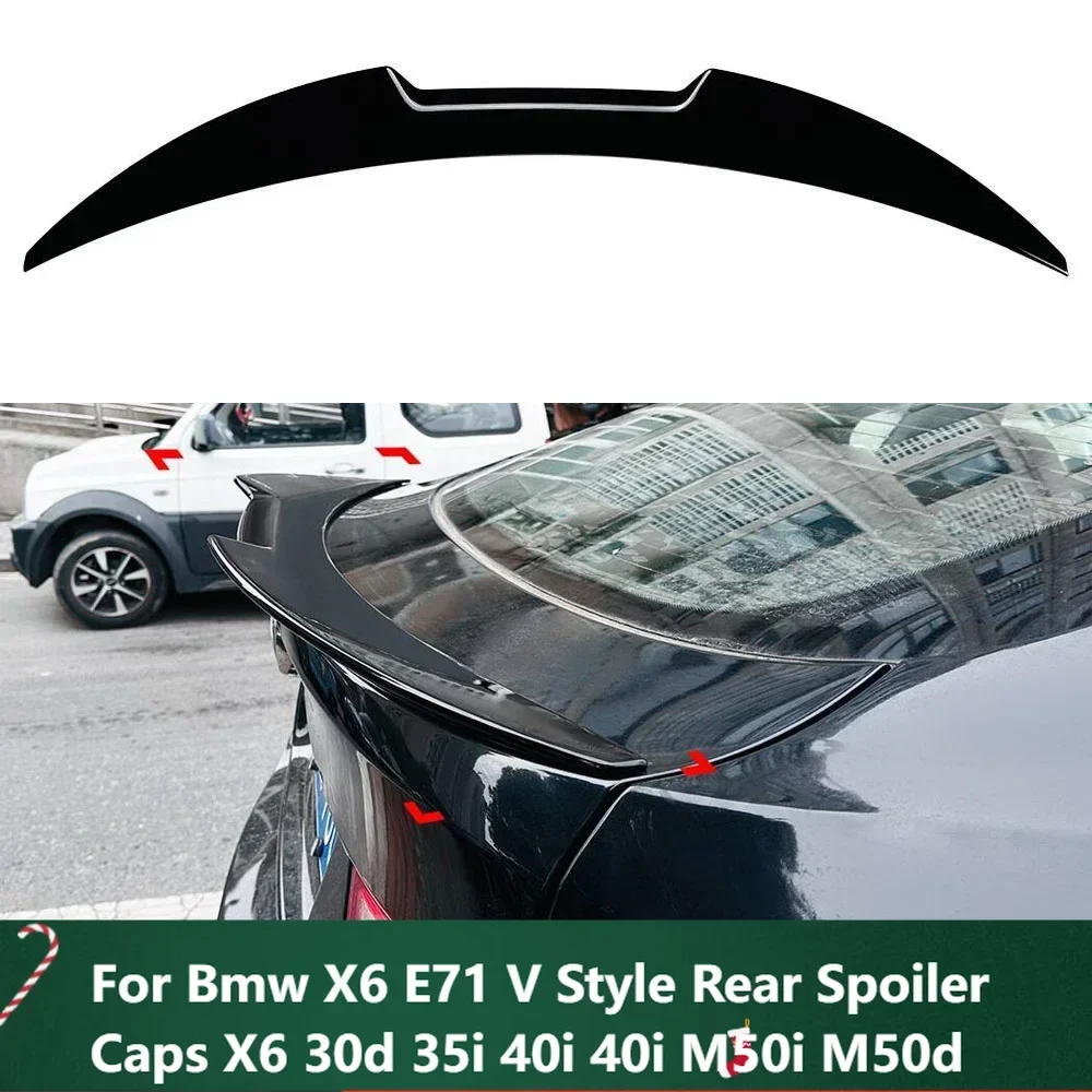 For Bmw X6 E71 V Style Rear Spoiler Caps X6 30d 35i 40i 40i M50i M50d X6M Rear Trunk Tail Wing Lid 2009-2014 Bodykits Tuning