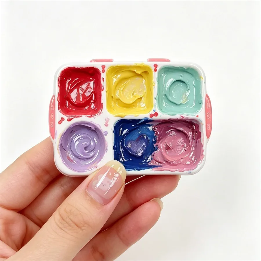 Niedliche 5-Fächer Mini-Nagelkunst-Mischpalette, Gel-Lack-Farbwannen-Box mit Strass-Aufbewahrung, Tragbares Maniküre-Organizer-Werkzeug für DIY – Detail 4