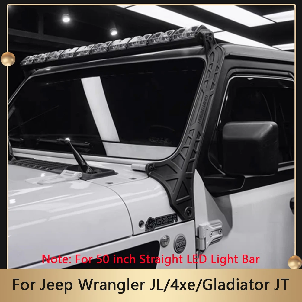 

50 Inch Straight LED Light Bar Mounting Brackets For Jeep Wrangler JL/4xe /Gladiator JT Windshield A Pillar Work Light Holder