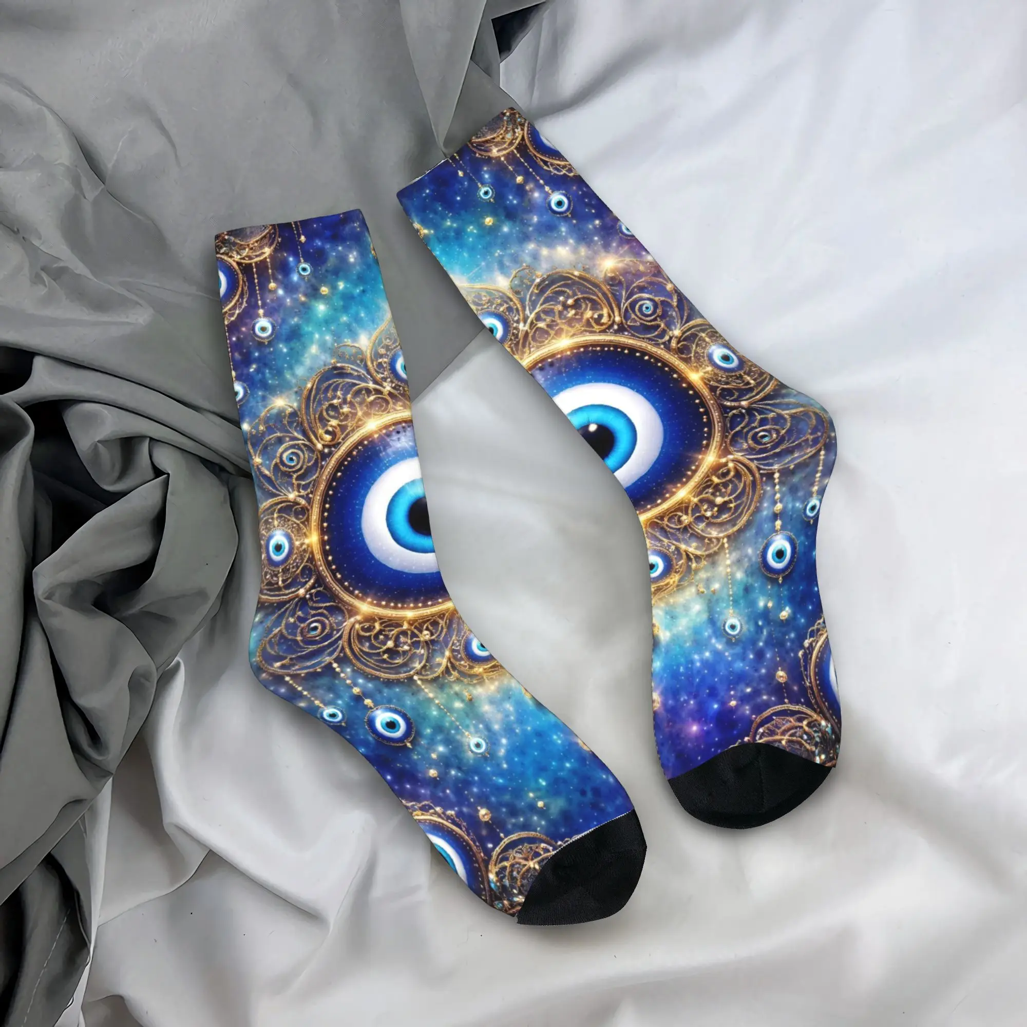 Nazar Evil Eye Socks  Design Stockings Anti Skid Men Socks Breathable Spring Fashion Outdoor Sports Socks