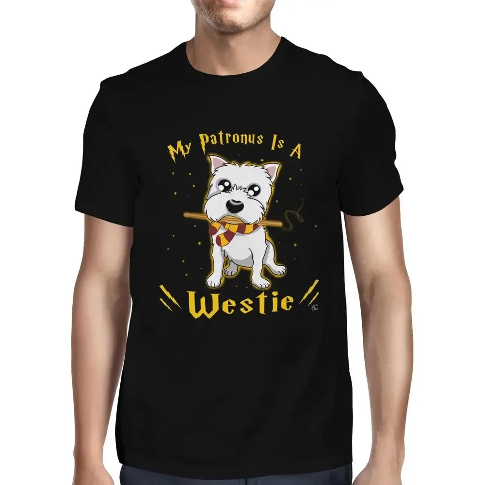 My Patronus Is A Westie Dog Men's T-Shirt Short Sleeve Casual Cotton O-Neck Summer Mens T Shirts