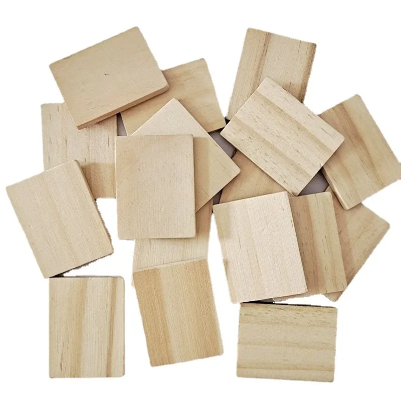 

100pcs 3.5X4.5cm Wood Blank Letter Tiles, Unfinished Blank Wood Squares for DIY Craft, Laser Engraving Carving, Home Decor