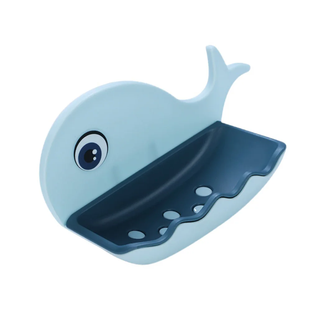 Soap Holder for Shower Wall Strong Load-Bearing Double-layer Storage Rack Cartoon Whale Draining Organizer for Bathroom