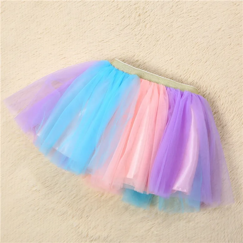 ชุดกระโปรงเด็กผู้หญิงธีมเรนโบว์ พร้อมที่คาดผมและปีก ชุดกระโปรงนางฟ้าเอวกลางสำหรับเด็กเล็ก