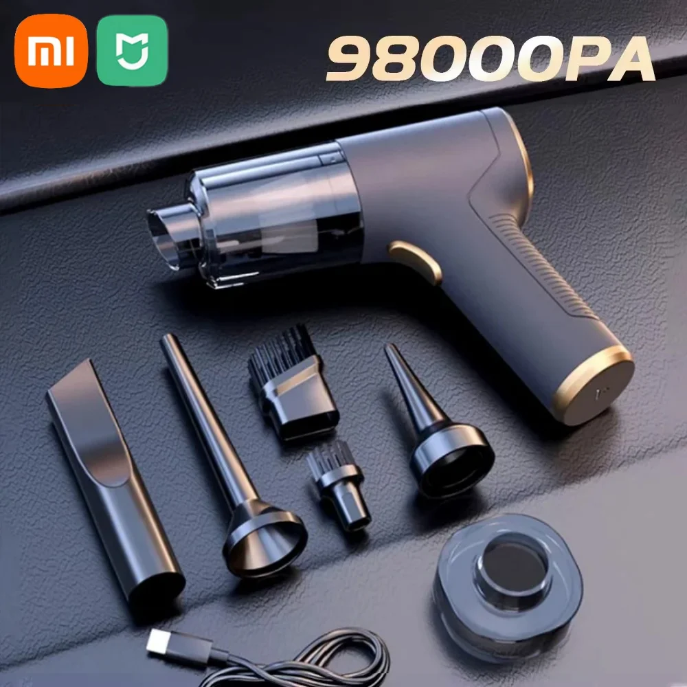 Беспроводной автомобильный пылесос Xiaomi 98000Pa, сильное всасывание, ручной всасывающий пылесос 2 в 1, портативный домашний автомобильный пылесос двойного назначения