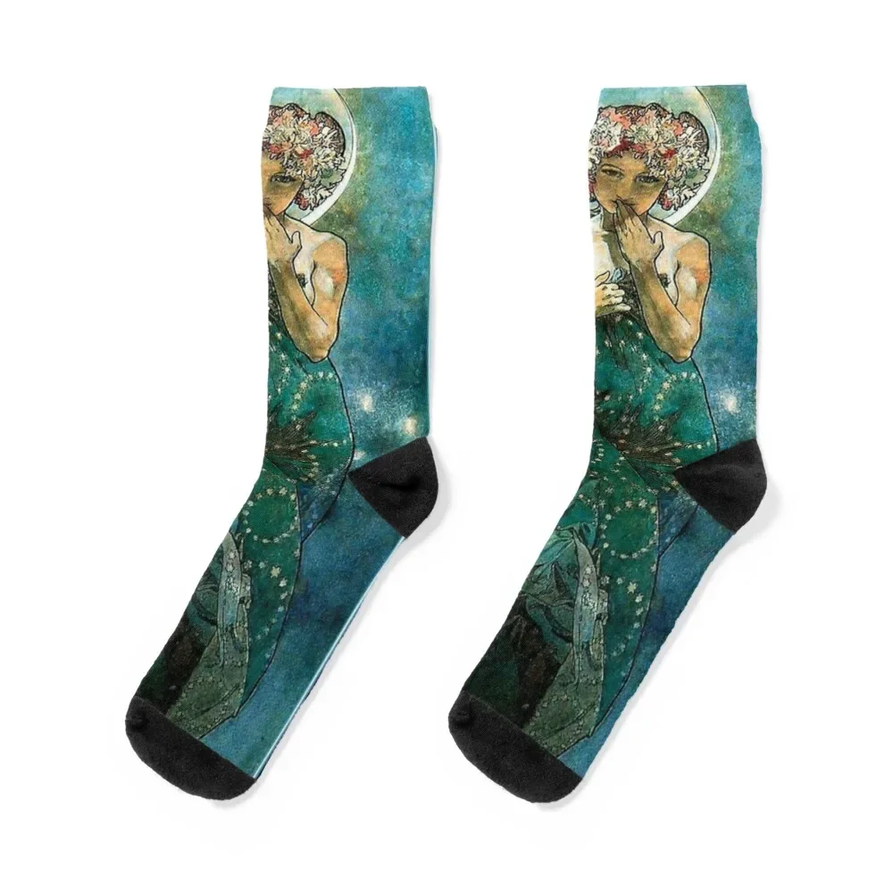 Alphonse mucha moonlight Socks summer FASHION kids cycling Socks Woman Men's