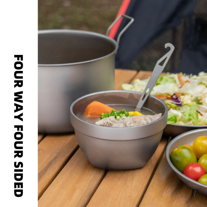 

500ml/800ml Double Walled Pure Titanium Bowl Portable Oatmeal Food Rice Soup Bowl Ultralight Tableware Outdoor Camping Bowl