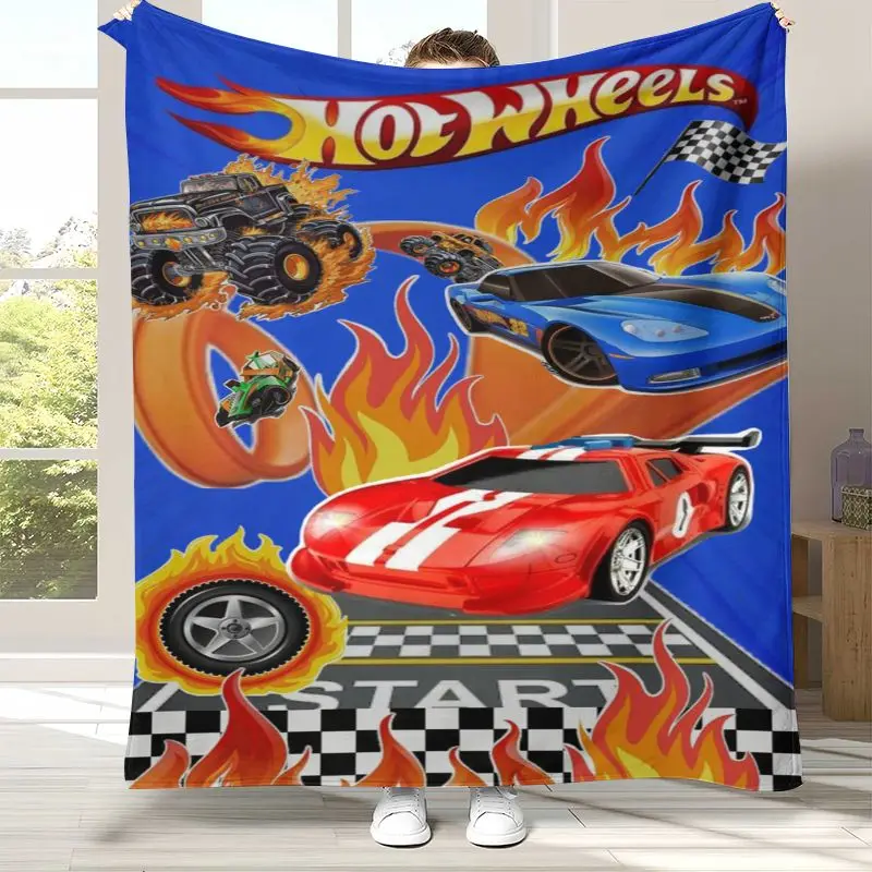 H-Hot Wheels Track Cityscape Racing Cartoon Flannel Throw Blanket,Cozy Warm Blanket for Bed,Sofa,Living Room,Camping,Home Decor