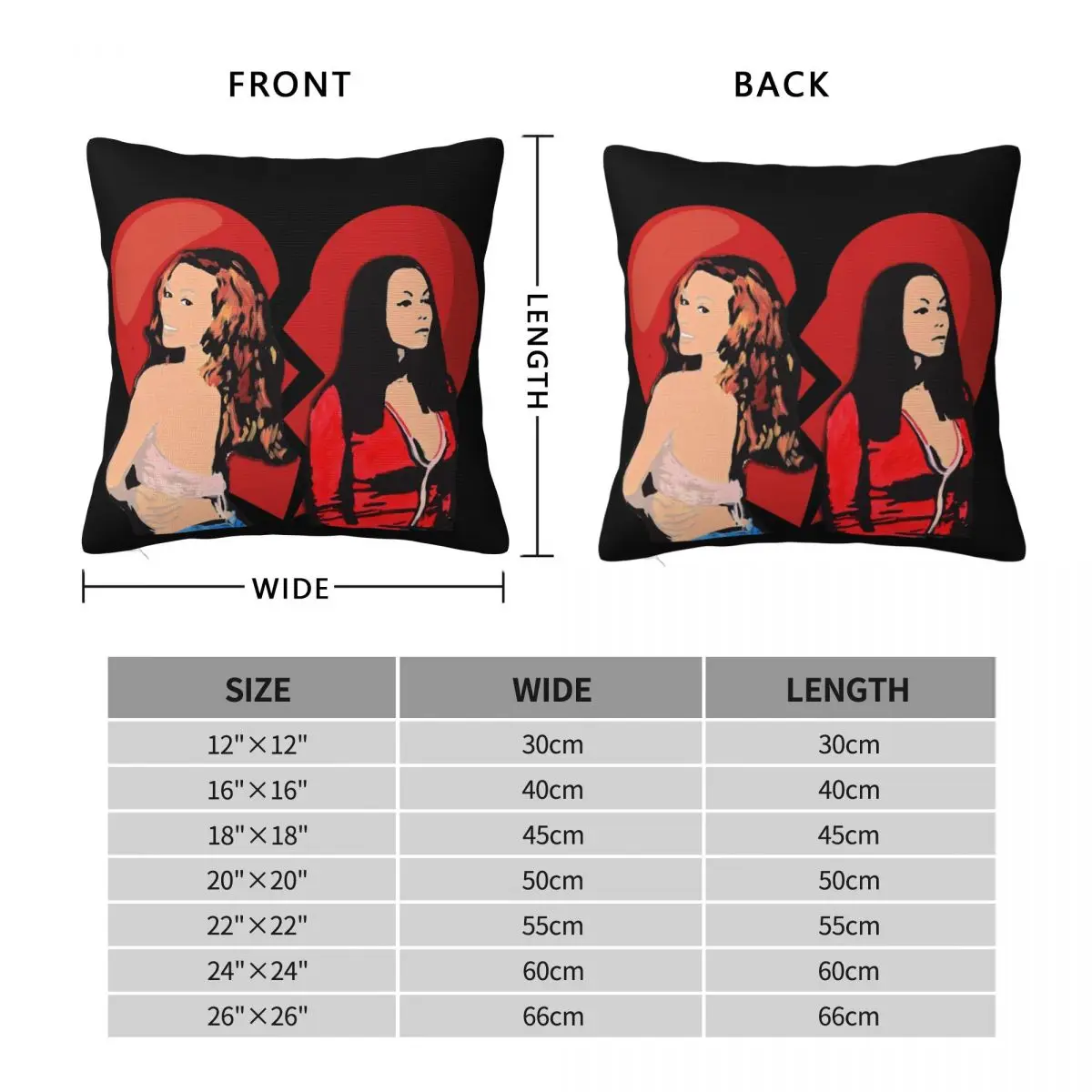 HEARTBREAKER Benatar Square Pillowcase Polyester Linen Velvet Printed Zip Decor Bed Cushion Cover