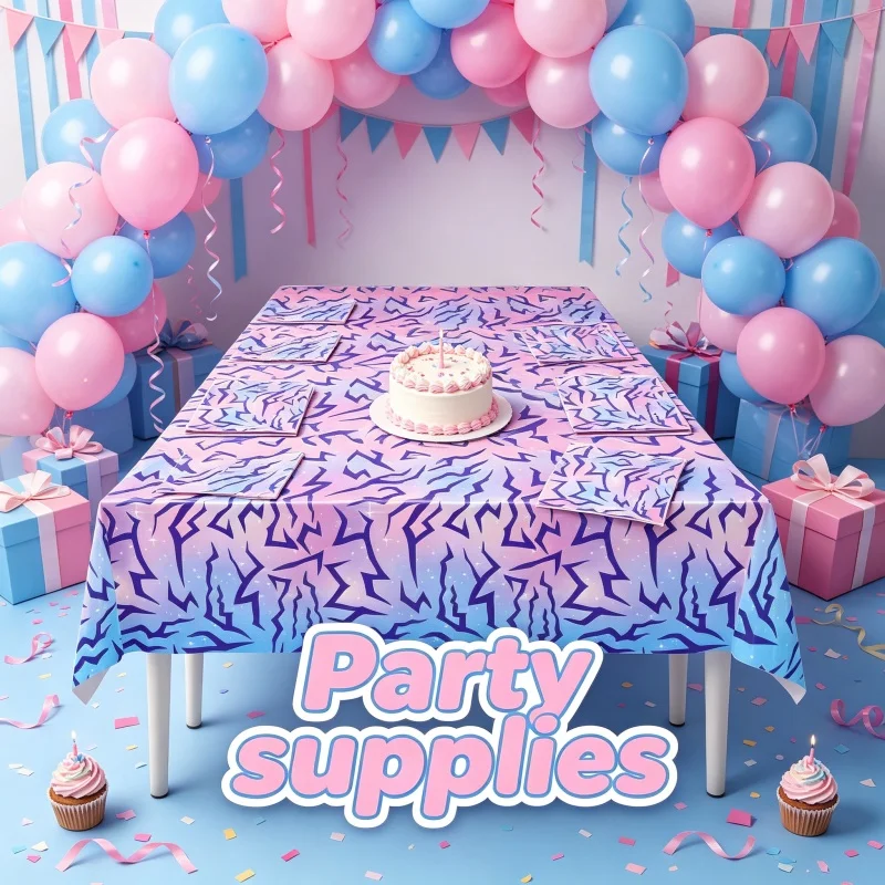 Hot Anime Movie K-pop Pink and Purple Disposable Tablecloth Tableware Paper Cup Plate Napkins Birthday Party Scene Decor Kit New - view 3