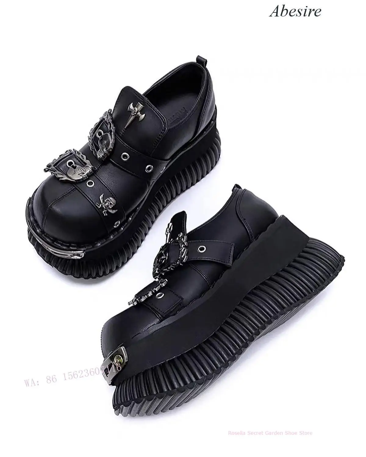 New Thick-Soled Small Leather Shoes for Women with Rivet Appliques, Punk Hottie Platform Shoes, Subculture Big-Toe Shoes