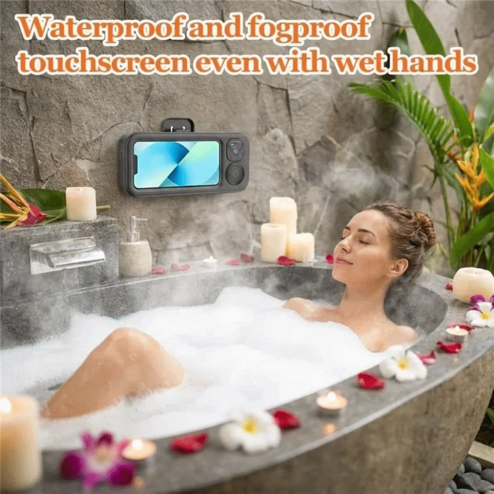 Waterproof Bathroom Bluetooth Speaker Box Anti-Fog Long Playtime Suction Cup Mounted Wireless Shower Speaker Wall Mounted