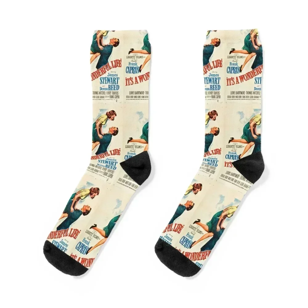 It's a Wonderful Life Vintage Movie Cover Socks sheer shoes Rugby Socks For Man Women's