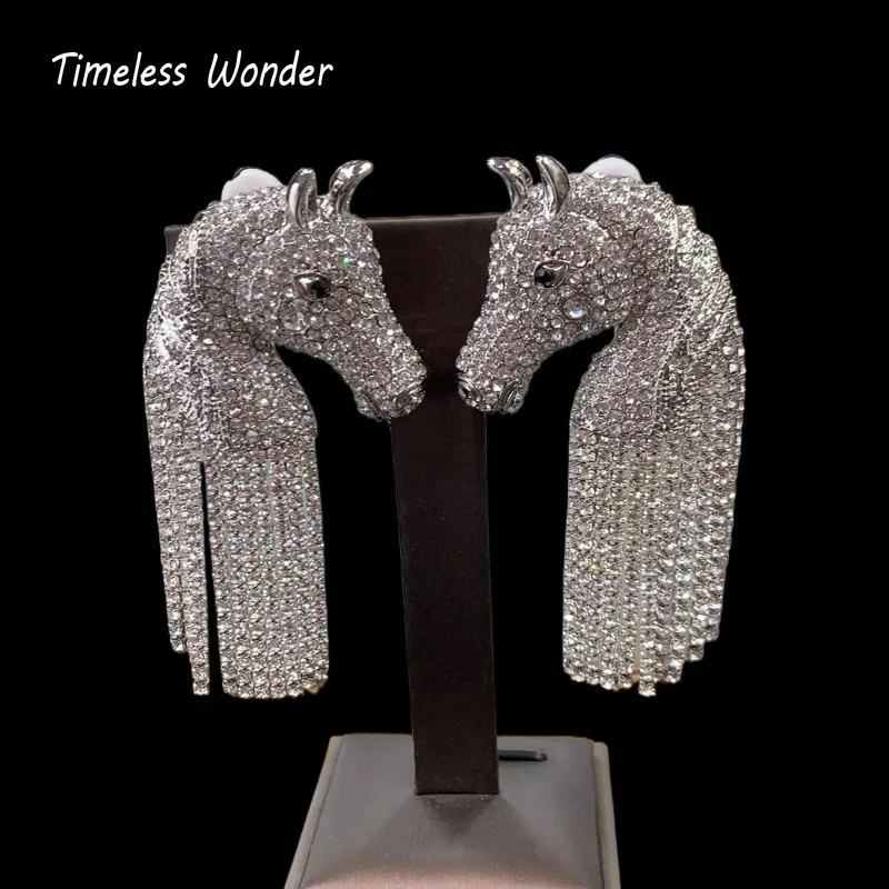 

Вневременные серьги-клипсы с кисточками и цирконием для женщин, дизайнерские ювелирные изделия в стиле панк, роскошные редкие массивные серьги 4370