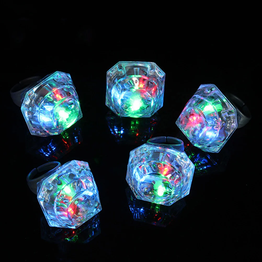 24 Pcs LED Finger Lights Jelly Rings Flashing Gifts for Stocking Stuffers Bulk Bride Toys