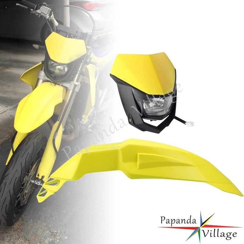 For Suzuki DR650 DRZ RM RMZ RM-Z 650 125 250 450 TE TX TC Plastic Bodywork Fairing Headlight Front Fender EVO Mudguard Lighting