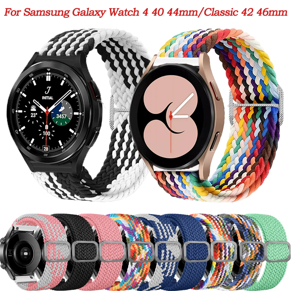 

20mm Braided Band Smartwatch For Samsung Galaxy Watch 4 Classic 42 46mm Nylon Loop Bracelet Galaxy Watch4 40mm 44mm Strap Correa