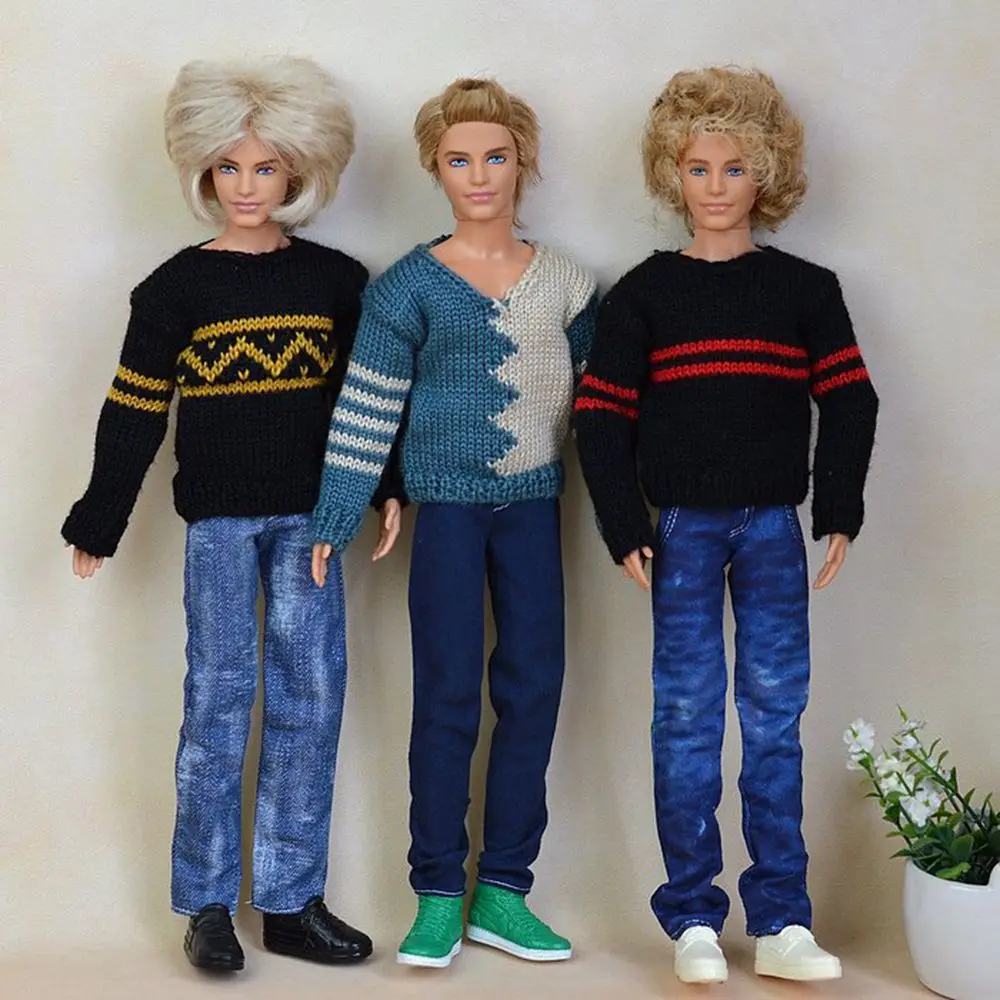 Clothes For Doll 30cm Doll Boyfriend Kid Toys Casual Knitted Sweater Doll Top Coat Jeans Pants Male Doll Clothes