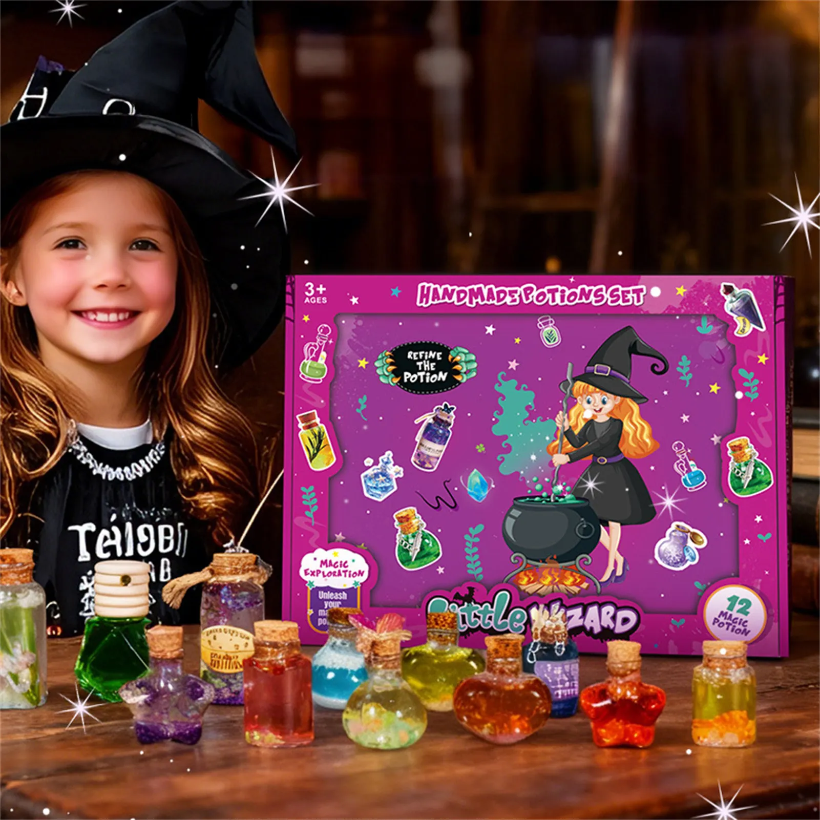Magic Science Experiment Kit for Kids DIY Potion Bottles Safe Chemical Reaction Set Educational Stem Activity Gift