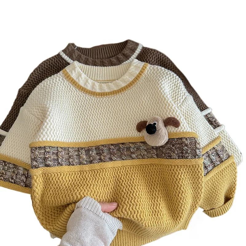 

Cute Dog Toddler Boys Sweaters Kids Pullover Girls Knitwear Winter Children's Clothes